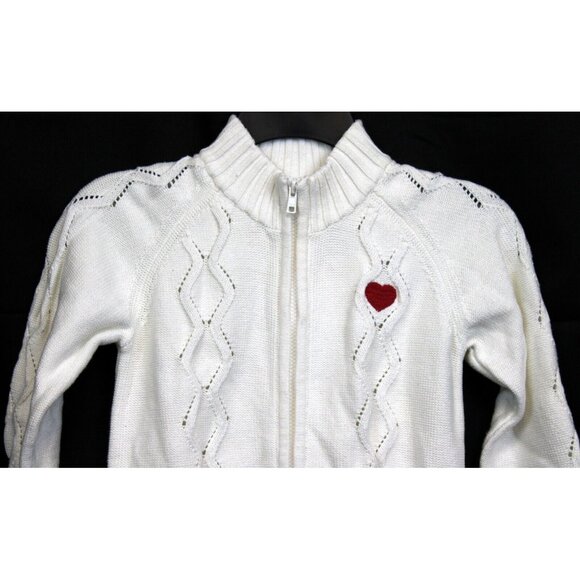 2007 Gymboree School Girls Rock Duster Sweater Cardigan sz 8 Belt Long Zip Heart - Picture 2 of 9